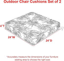 Favoyard Outdoor Chair Cushion 24 x 24 x 4 In Waterproof Pattern Fade Resistant Cushions for Patio Furniture with Removable Cover Attach Straps 28D Foam Insert Cushions Pads for Seat Sofa Couch 2 Pack by GreenHaven Gardens