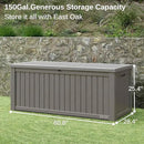 EAST OAK Outdoor Storage Box, 150 Gallon Deck Box, Large Resin Storage Bin for Patio Cushions, Gardening Tools, Lockable, Waterproof and UV Resistant, Grey by GreenHaven Gardens