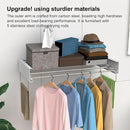 Wall Mounted Drying Rack, Foldable Laundry Rack, Collapsible Drying Rack, 5 Stainless Rods, Wall Mounted Clothing Rod with 2 Towel Bar, 90 lb Capacity, 31.5" White by CozyNest Decor