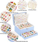Earrings Jewelry Box for Girls, 5 Layers Jewelry Organizer with Earring Holder Organizer for Girls Earring Organizer Jewelry Boxes for Women Earrings and Necklaces Jewelry Box Organizer Blue by TinyTreasures Baby Boutique