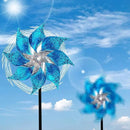 Hausse 10 Pack Reflective Pinwheels with Stakes, Extra Sparkly Pin Wheel for Garden Decor, Bird Repellent Devices Deterrent to Scare Birds Away from Yard Patio Farm, Blue by CozyNest Decor