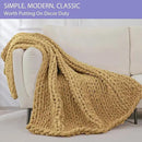 Bigacogo Chunky Knit Throw Blanket for Couch, 40x40 inches, 100% Hand Knitted with Thick Jumbo Chenille Yarn, Cozy Soft Large Rope Knot Cable Crochet Blankets for Sofa Bed Living Room, Goldenrod by CozyNest Decor