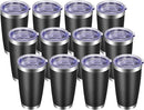 VEGOND 20oz Tumbler with Lid and Straw Stainless Steel Tumbler Cup Bulk Vacuum Insulated Double Wall Travel Coffee Mug Powder Coated Coffee Cup, Black 12 Pack by TinyTreasures Baby Boutique