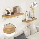 12 Inch Deep Floating Shelves | 30W x 12D Rustic Floating Shelves for Wall Set of 2 | Oak Shelves for Living Room Bathroom Laundry Room Bedroom Kitchen Home Office - Oak by CozyNest Decor