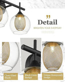 Black and Gold Bathroom Light Fixture, Farmhouse Wall Sconce Lighting with Clear Glass and Honeycomb Metal Shade, 2-Light Black Brass Vanity Light Over Mirror, AD-22001-2W-BK by CozyNest Decor