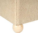 Adeco 17 Inch Soft Oatmeal Cube Ottoman Storage, Teddy Velvet Chair Foot Stools, Upholstered Vanity Stool with Hinged Lid, Solid Round Wood Legs by CozyNest Decor