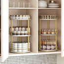 3-Tier Lazy Susan, Rotating Spice Rack, Spinning Organizer, Industrial Turntable Spice Rack for Cabinet, Kitchen Countertop, Pantry, White and Gold SR23DW by CozyNest Decor