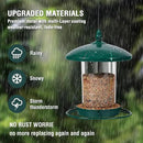 Metal Bird Feeder for Outdoors Hanging,3.0LB Seed Feeder,Easy to Fill & Clean,360° Feeding,Chew Proof Weatherproof Roof for Gardens and Wild Birds,Green by CozyNest Decor