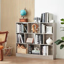 LEYAOYAO 10 Cube Bookshelf with Base,3 Tier Mid-Century Modern Grey Bookcase,Standing Wide Bookshelves Storage Organizer Shelf,Rustic Wood Display Cabinet Book Shelves for Bedroom,Living Room,Office by CozyNest Decor
