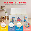 Extra Large Collapsible Sturdy Toy Storage Organizer with Lids, Animal Train Toy Box for Boys Girls, 40"x16"x16", Modern, Beige by TinyTreasures Baby Boutique