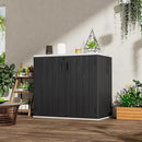 Large Outdoor Storage Box,Resin Sheds&Outdoor Storage Waterproof/Lockable,Outdoor Storage Cabinets for Balcony,Garage,Backyard (37Cu.ft-Black White) by GreenHaven Gardens
