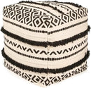 REDEARTH · Tufted Pouf Ottoman with Filler Textured Storage Cube Bean Bag Pouffe Footrest for Living Room, Bedroom, Nursery, Kidsroom; 100% Cotton (17.5"X17.5"X17.5", Geometric Craft Black) by CozyNest Decor