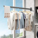 Wall Mounted Clothes Drying Rack - Foldable, Retractable Laundry Hanger with Grey-Rings by CozyNest Decor