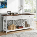 Tribesigns 70.8" Console Table with 3 Drawers, Farmhouse Entryway Table with Storage Shelf, Narrow Long Sofa Foyer Table for Entryway, Hallway (White/Brown) by CozyNest Decor