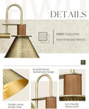 Antique Brass Wall Sconce, HWH Gooseneck Barn Wall Light Fixtures, 1-Light Single Wall Vanity Light, Farmhouse Wall Lamp for Bedroom Bedside Kitchen Hallway, Hammered Metal Shade, 5HZG74B-L BG by CozyNest Decor