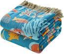 MSGKV Throw Blanket for Couch Bed Cotton Muslin Breathable Cute Ocean Animals Twin Size Blanket 60"x80" for All Seasons Lightweight Farmhouse Blankets by CozyNest Decor