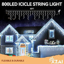 XZAI Solar Icicle String Lights 800LED 50FT Cool White Remote Connectable 2400mAh USB Rechargeable 8 Modes Timer Dimmable IP65 Waterproof Twinkle for Outdoor Christmas & Wedding & Party Decors by GreenHaven Gardens