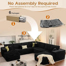 Cloud Sectional Couches for Living Room,G Shaped Modular Sofas No Assembly,135x133 Inches Plush Corduroy Oversized Floor Couch Set with Deep Seat Chaise,Black by CozyNest Decor