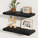 Fun Memories Rustic Black Floating Shelves 24 Inch Long, 8 Inch Deep Floating Shelf, 24 x 8 Wall Shelves Set of 2, Deep Black Bathroom Shelves, 24 Long Floating Bookshelf Wall Mounted by CozyNest Decor