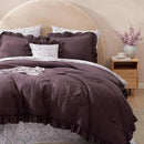 Queen Comforter Set - 7 Pieces Ruffle Purple Bedding Sets, Shabby Chic Farmhouse Bed in a Bag Queen with Ruffle Comforter, Floral Sheets, Pillowcases & Shams by CozyNest Decor