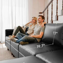 118.5" Faux Leather Modular Sectional Sofa, L Shaped Couch Set for Living Room, 5-Seater Comfy Cloud Couches with Movable Storage Ottoman,DIY Combination - Black by CozyNest Decor