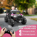 ANPABO 24V 4X4 Ride on Car Truck w/Remote Control, 4WD/2WD Switchable Kids UTV, 19" Spacious Seat, 4 Shock Absorbers, Soft Start, Music Player, Electric Car for Kids Ages 3+(Pink) by TinyTreasures Baby Boutique