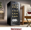 Wine Enthusiast 18-Bottle Dual Zone MAX Compressor Wine Cooler – Freestanding Beverage Refrigerator, Mini Fridge with Digital Touchscreen, Split Storage, Energy-Efficient Cooling, and LED Display by CozyNest Decor