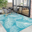 Pauwer Waterproof Outdoor Rug 6x9, Reversible Plastic Straw Patio Camping Rug, Indoor Outdoor RV Mat Carpet for Deck, Camper, Porch, Balcony, Backyard, Picnic, Leaf Teal by GreenHaven Gardens