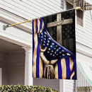FLAGWIX The Thin Blue Line Christian Cross, America US Flag - 4th of July Decorations for Home, Garden, House Flag (29.5" x 39.5") - USA House Garden Flags Premium Polyester, Decorative Outdoor Flags by GreenHaven Gardens