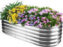 17" Tall Outdoor Garden Raised Garden Bed Kits, 5ft X 2ft Oval,0.8MM Thick Metal Raised Planter Bed/Ground Planter Box for Variety of Flowers,Herbs,Vegetables (Silver, 60X24X16.5 Inches) by GreenHaven Gardens