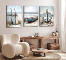 3Pcs Coastal Beach Canvas Wall Art Sailboat Paddle And Anchor Paintings Pictures Wall Decor Nautical Posters Prints Artwork Suitable for Living Room Bedroom Home Office Corridor Home Decroation by CozyNest Decor
