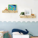AELS Scalloped Nursery Bookshelf, Set of 2, Picture Ledge Shelf for Wall Decor, Woven Natural Water Hyacinth Floating Shelves for Books, Toys, Photo Frames, Nursery, Boho Modern Farmhouse Book Shelf by TinyTreasures Baby Boutique