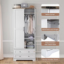 Brafab Armoire Wardrobe Closet with 2 Modern Doors, 71" Tall Freestanding Closet Wardrobe Cabinet with Drawers and Hanging Rail, Light Wooden Storage Cabinet with Shelve for Bedroom (White, 4 Doors) by CozyNest Decor