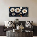 White Flower Wall Canvas Art for Bedroom - Black and White Wall Art for Living Room - Home Office Decor Wall Size 20" x 40" by CozyNest Decor