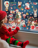 Christmas Window Clings Decorations - Cute Funny Double-Sided Static Stickers for Glass Windows and Doors, Perfect Decorations, with Cat Kitten Pattern, Reusable 9 Sheets by CozyNest Decor