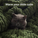 Chunky Knit Throw Blanket, 50''*60'' Knitted Throw Chenille Yarn for Bed Couch, Handmade Green Crochet Big Thick Blanket, Machine Washable Cute Comfy Blanket for Home Decor by CozyNest Decor