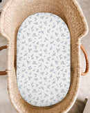 Bassinet Sheet for Baby Boy and Girl 2 Pack, Fitted Sheets for Rectangle, Oval, Hourglass Bassinet Mattress, Muslin Moses Basket Sheets with Neutral Style (Bluebell Bloom & Light Blue) by TinyTreasures Baby Boutique