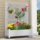 YITAHOME 3.6x1.5x5 FT Planter Box Trellis with Wheels, Large Outdoor Plastic Raised Garden Bed with Drain Plug for Climbing Plants, Grayish-White by GreenHaven Gardens