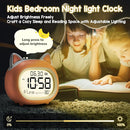 Kids Alarm Clock with Night Light for Kids, Small Digital Alarm Clocks for Bedrooms, Routine Builder, Cute Cat Alarm Clock with Sleep Training, Snooze, 12/24H, Date & Day, Temperature, USB Port by TinyTreasures Baby Boutique