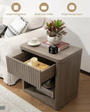 SICOTAS Night Stand Nightstand with Drawer Storage Fluted Bed Side Table End Table Large Modern Wide Bedside Stand Mid Century Night Stands for Bedroom Living Room Sofa Couch Home Office, Grey Alder by CozyNest Decor