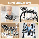 Car Seat Toys for Babies 0-6 Months,Hanging Rattle Toys for Crib Mobile, Baby Spiral Hanging Stroller Black and White High Contrast Toys for Newborn 0 3 6 9 12 Months Baby Boys Girls (Bear) by TinyTreasures Baby Boutique