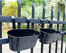 4 Pack Metal Hanging Planter for Outdoor Plants, 10 Inch Black Fence Planters Railing Pots for Garden Patio Balcony Decor, Flower Bucket with Detachable Hooks (Black, 4Pcs) by CozyNest Decor