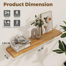 Axeman 36 inch Floating Shelves for Wall - 8'' D Live Edge Rustic Solid Elm Wood Floating Shelves Wall Mounted, Wall Shelves with Invisible Bracket for Living Room Bedroom Kitchen, Set of 2 Natural by CozyNest Decor