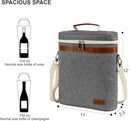 3 Bottle Insulated Wine Tote Carrier Bag, Portable Travel Padded Wine Cooler - Corkscrew Opener, Handle and Adjustable Shoulder Strap, Wine Lover Travel Picnic Party Wedding Wine Tote Grey by TinyTreasures Baby Boutique