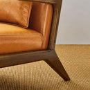 Glitzhome 30" H Mid Century Yellowish Brown Accent Armchair, Single Reading Sofa, PU Leather Lounge Chair with Walnut Ruberwood Frame for Livingroom or Office by CozyNest Decor