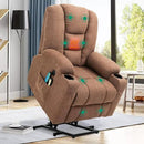 VIVIJASON Power Lift Chair Electric Recliner for Elderly Heated Vibration Massage Fabric Recliner Chair with 2 Remote Controls, Cup Holders, Side Pockets & USB Ports for Living Room (Coffee) by CozyNest Decor