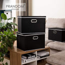PRANDOM Large Foldable Storage Box with Lid [1-Pack] Fabric Collapsible Storage Bin Organizer Container Basket Cube with Cover for Home Bedroom Closet Office Nursery Black (17.7x11.8x11.8) by TinyTreasures Baby Boutique