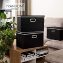 PRANDOM Large Foldable Storage Boxes with Lids [5-Pack] Organizer Containers Baskets Cube with Cover for Home Bedroom Closet Office Black17.7x11.8x11.8 For 6+ Year Old Boys and Girls by CozyNest Decor