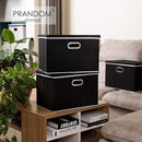 PRANDOM Extra Large Collapsible Storage Bins with Lids [3-Pack] Linen Fabric Foldable Storage Baskets Boxes Organizer Containers Cube with Cover for Bedroom Closet Office Nursery (22.8x15.7x13.8) by TinyTreasures Baby Boutique