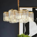 24.4“ Gold Semi Flush Mount Ceiling Light Fixtures, 6-Light Gold Modern Crystal Chandelier Height Adjustable Pendant Lighting for Bedroom Entryway Hallway Kitchen Island Living Room Foyer by CozyNest Decor